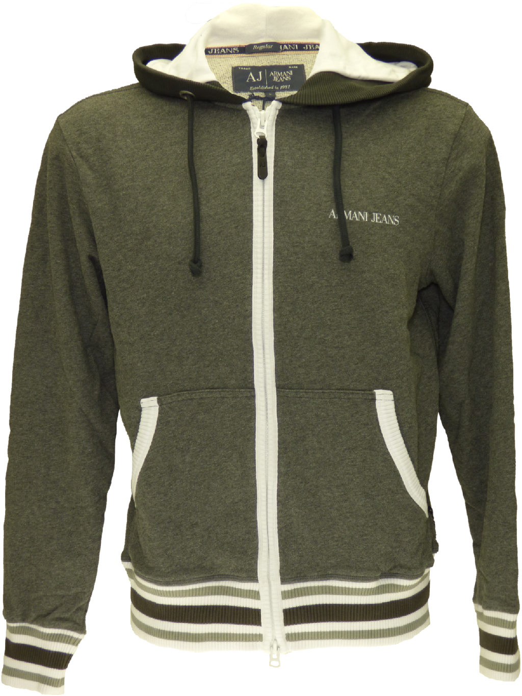 Armani SS15 full zip hoodie in dark grey mu00e9lange (3XL)