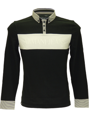 Armani jeans 3-button long sleeved polo (S)